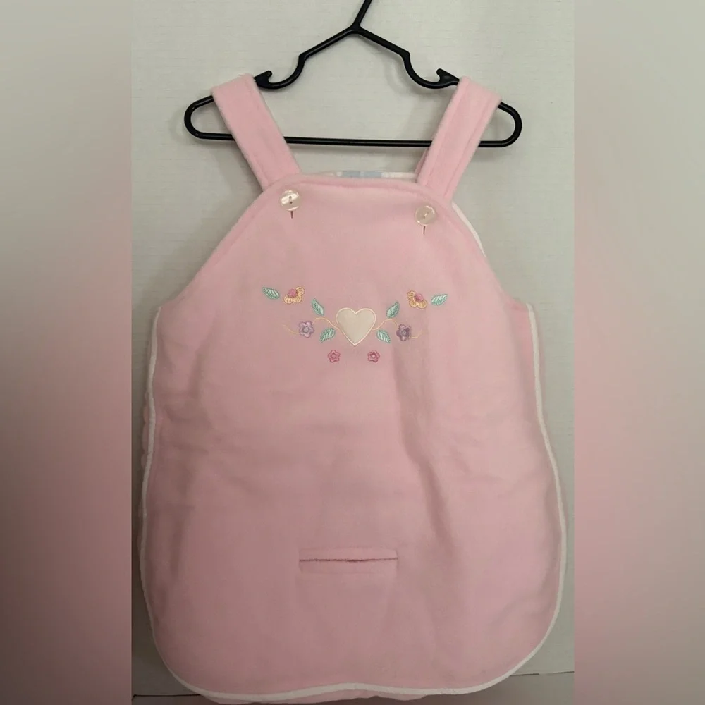 Baby Soft pink lined 0/12 Months Sack W/Embroidered flowers & heart By Baby Dove